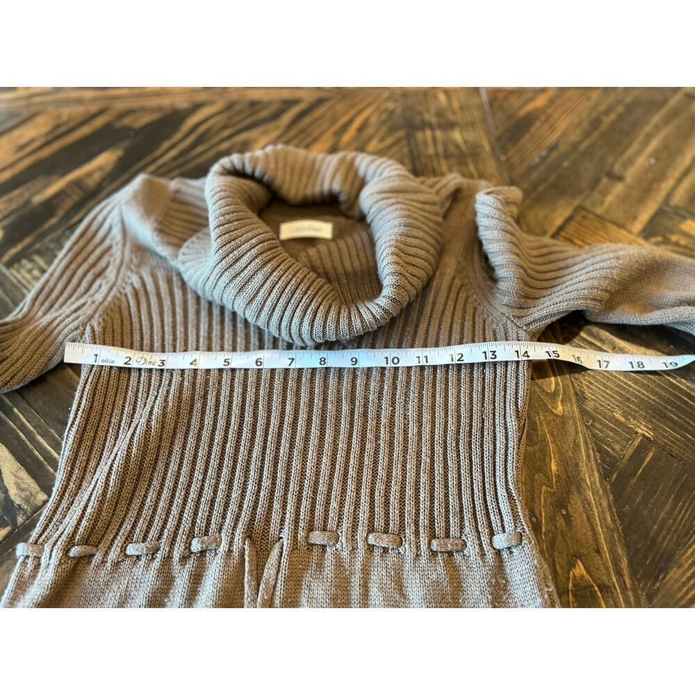 Y2K Brown Ribbed Cowl Neck Sweater Dress Women S Twee Knit Flattering Feminine - Picture 4 of 8